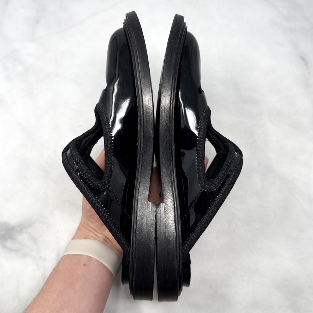 Burberry Alannis T-Bar Mary Jane Patent Leather Slide Mule Clog Shoes Black 36 - Picture 7 of 14